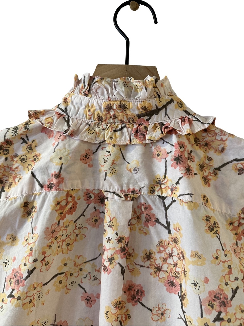 J. Crew Classic Fit Cherry Blossom Floral Ruffle Collar Button-Up Blouse - Picture 6 of 9